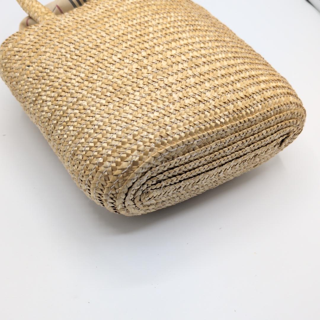良品✨　バーバリー ハンドバッグ かごバッグ ノヴァチェック ストロー ベージュ