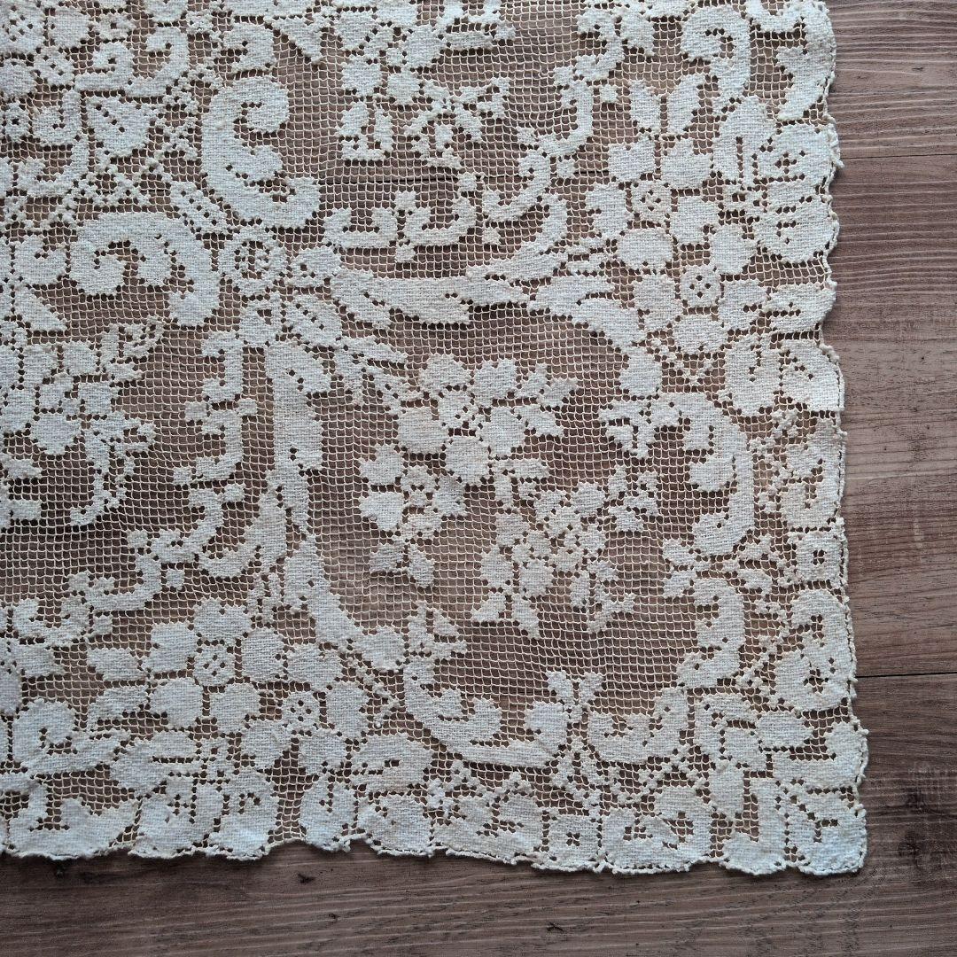 フランスヴィンテージ フィレレース 81㎝四方 テーブルクロス