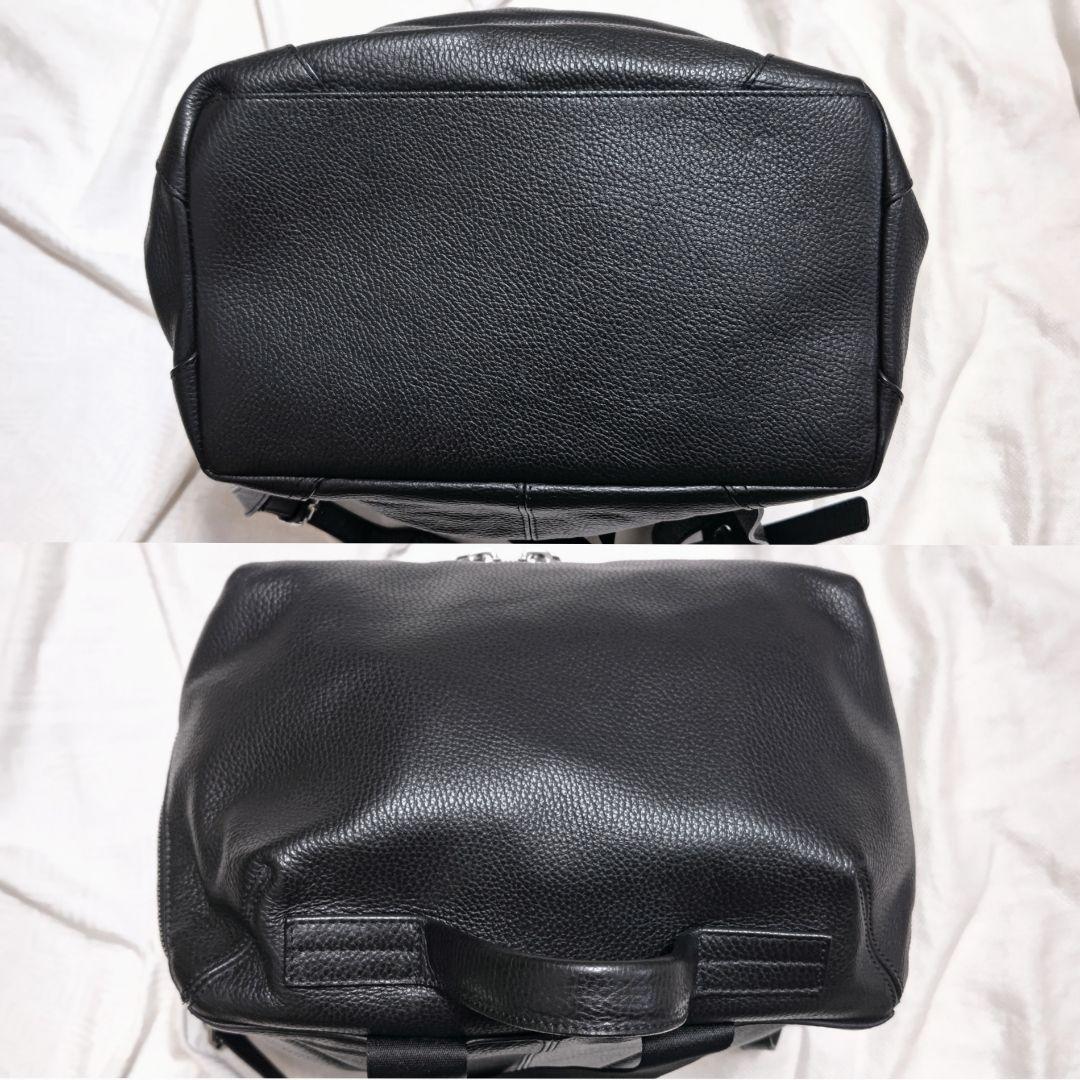 ジョルジオアルマーニARMANIコレツィオーニ黒レザーバックパックリュック