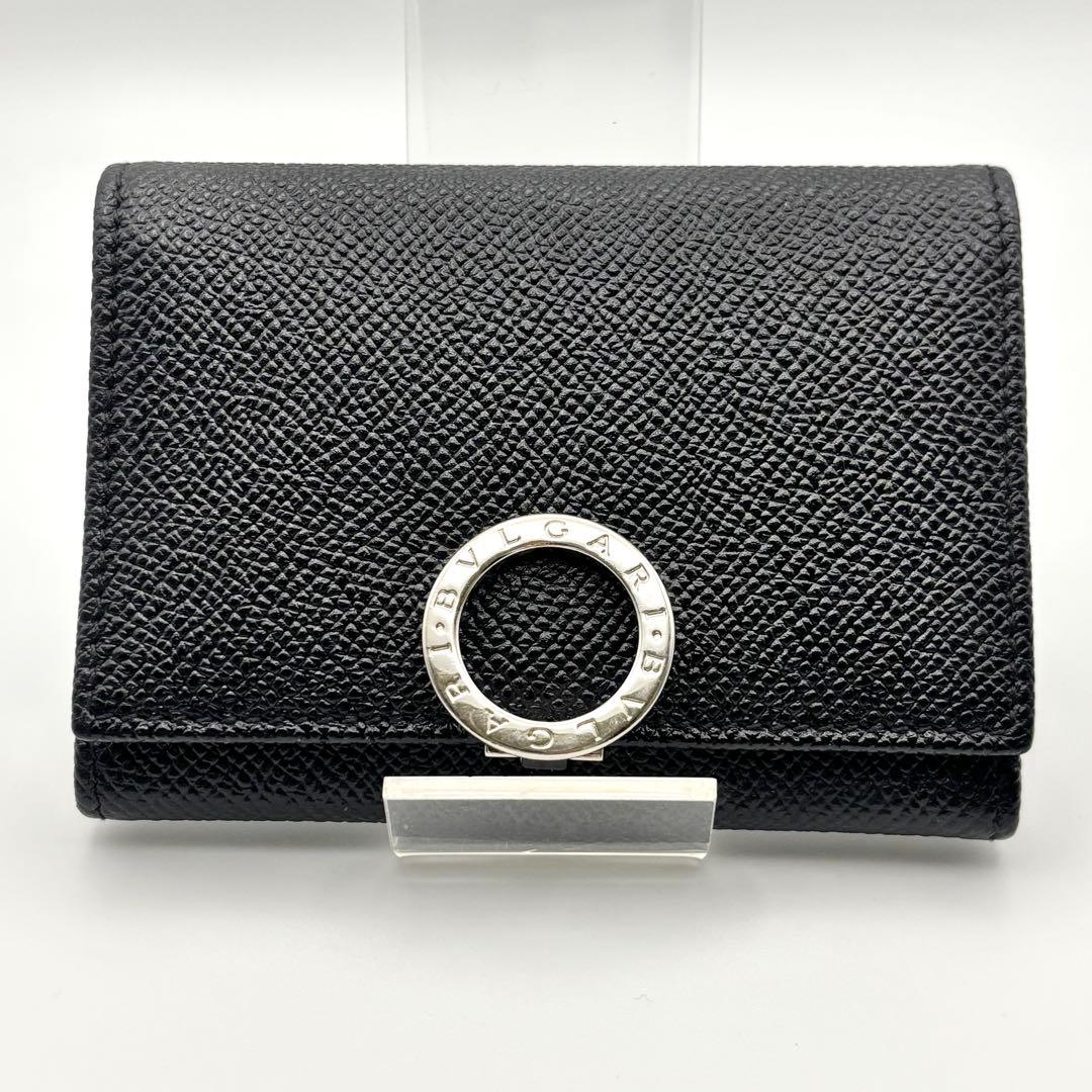 未使用級✨ブルガリ 名刺入れ カードケース ロゴクリップ グレインレザー 黒