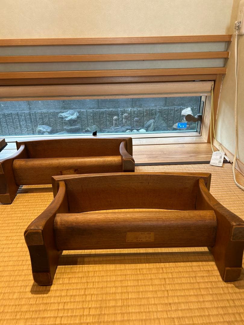 【飛騨家具】シラカワ　脇息　肘掛け　2脚（オーク材）　【オマケ】座椅子（合板材）