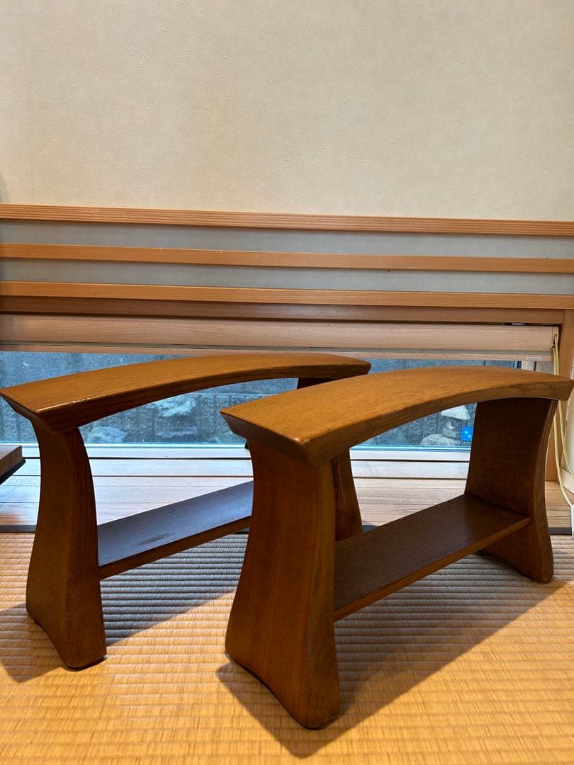 【飛騨家具】シラカワ　脇息　肘掛け　2脚（オーク材）　【オマケ】座椅子（合板材）