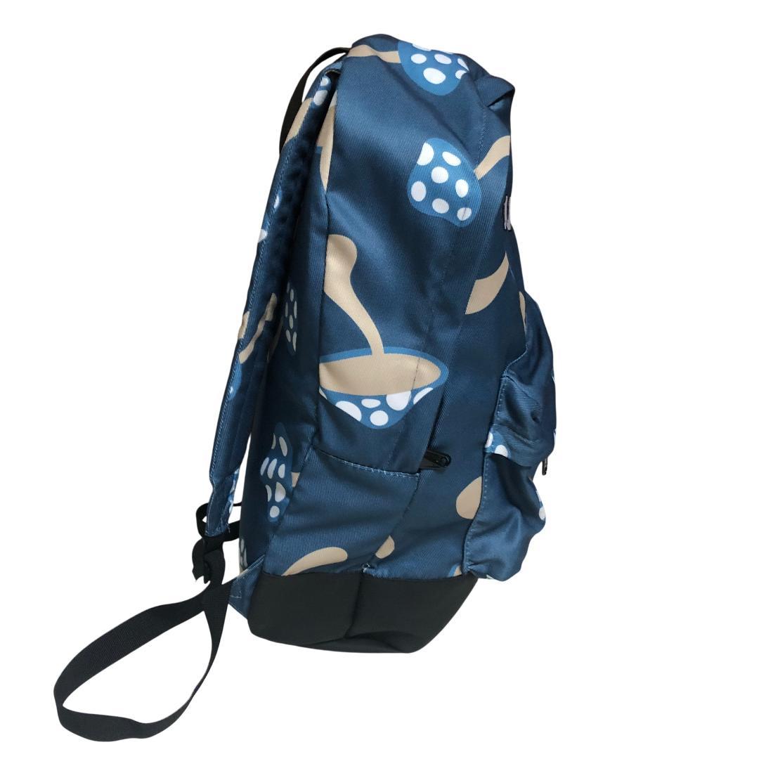 【美品】リップンディップ リュックショルダーバッグ ナイロン キノコ柄 ブルー