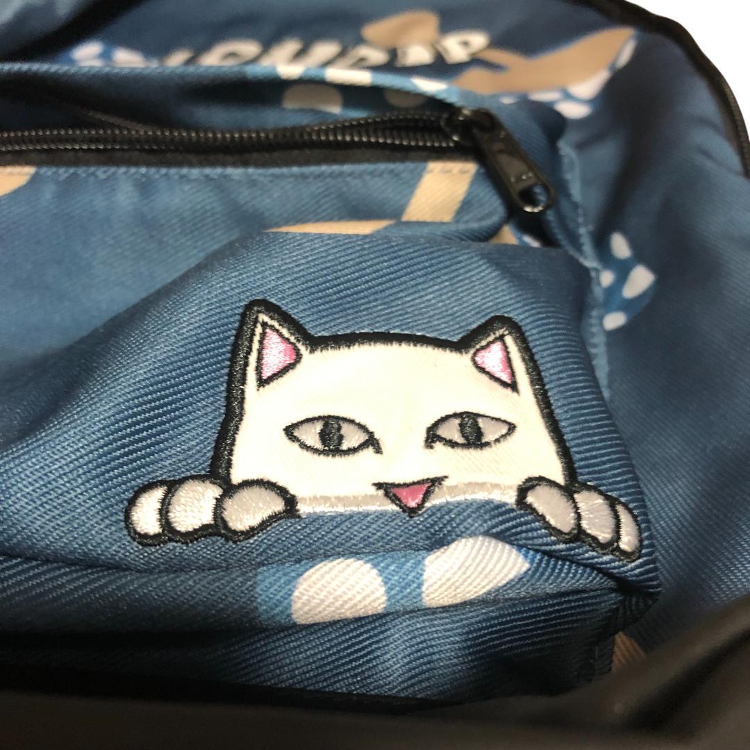 【美品】リップンディップ リュックショルダーバッグ ナイロン キノコ柄 ブルー