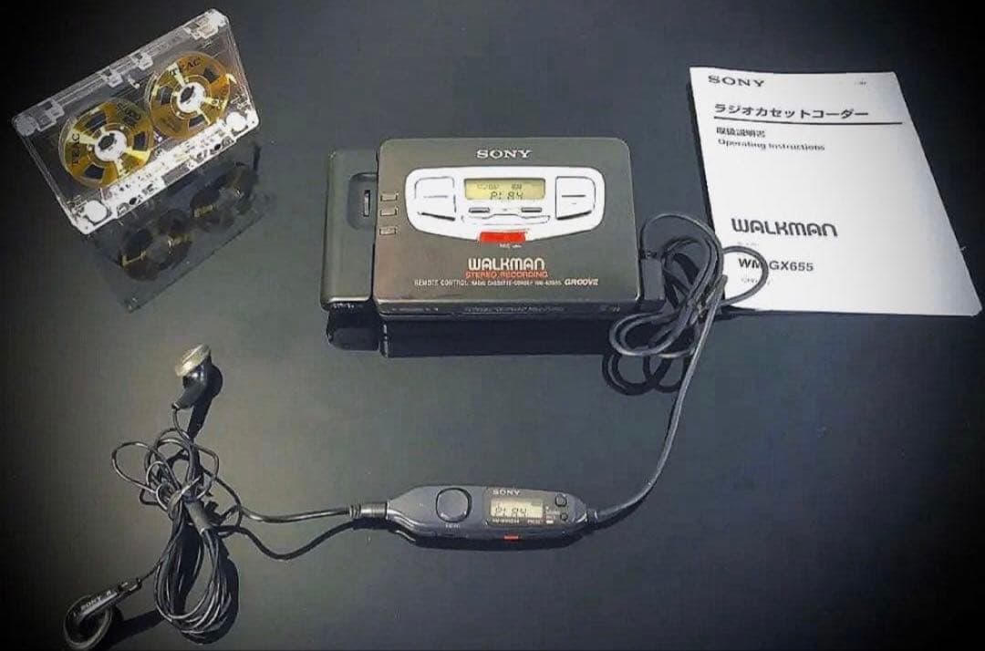 カセットウォークマン　Sony WM-GX655 黒色「整備済み、完動美品」