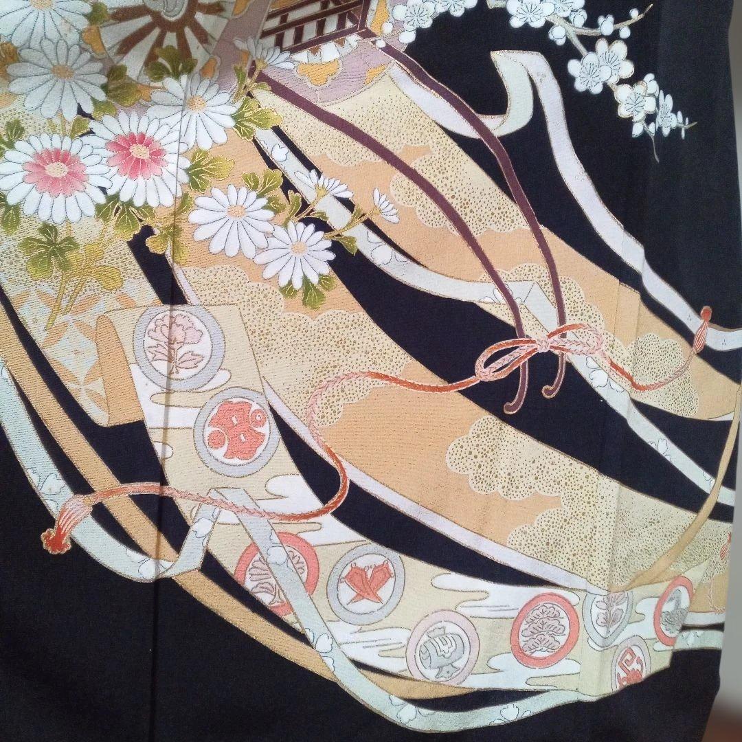 黒留袖リメイクワンピース 帯ベルト付き.エレガント