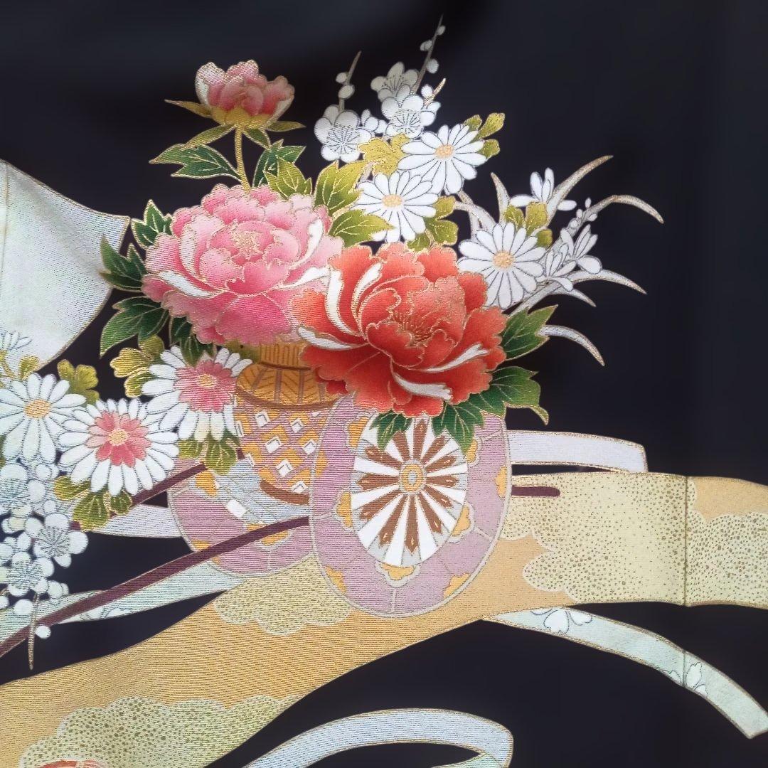 黒留袖リメイクワンピース 帯ベルト付き.エレガント