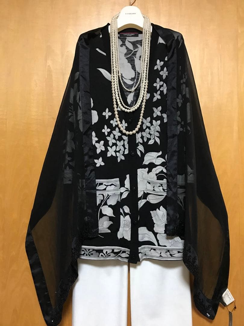 レオナール Celeb Madame ワンピース＆ロングカーディガン2点セット