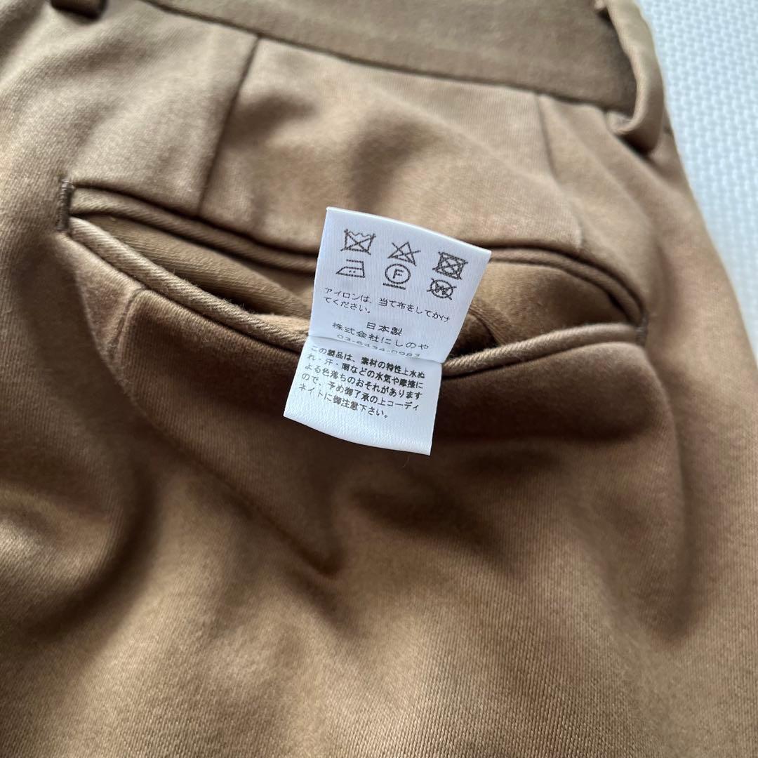 美品 NEAT テントクロス 2タックワイドスラックス ブラウン 44 コットン