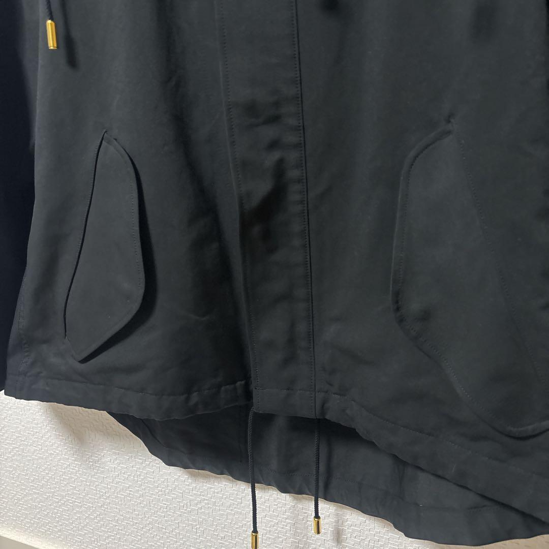 【THE RERACS】極美品 黒 ブラック 金 フード付き モッズコート 36