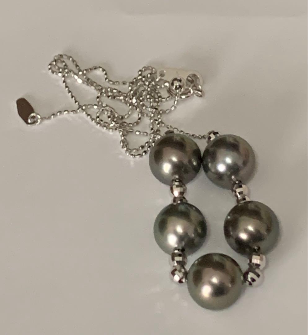 お値下げK18WG 9mmup南洋真珠(黒蝶真珠)ネックレス