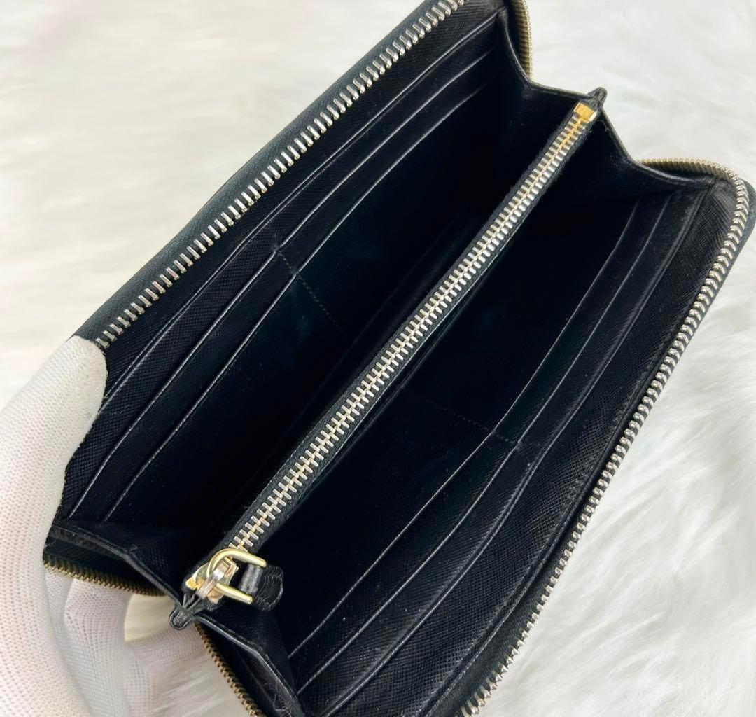 【人気✨】プラダ 長財布 サフィアーノレザー ラウンドファスナー 黒色