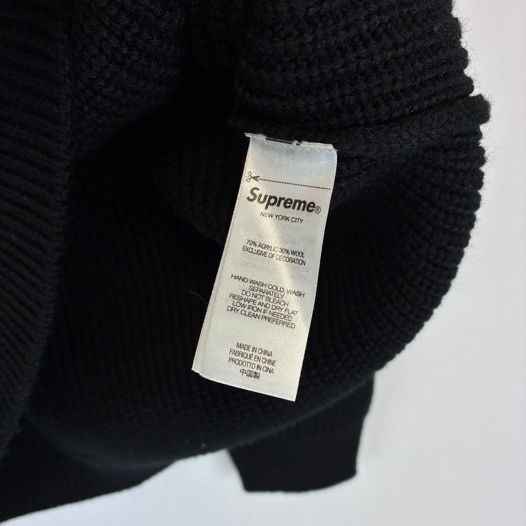 美品 24fw Supreme スモールボックスロゴポロセーター ニット 黒