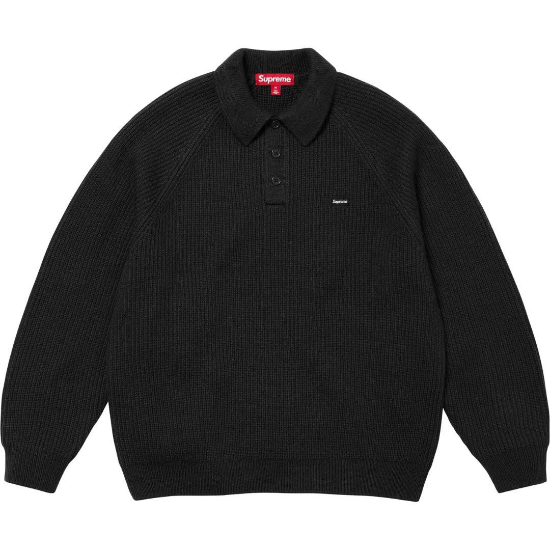 美品 24fw Supreme スモールボックスロゴポロセーター ニット 黒