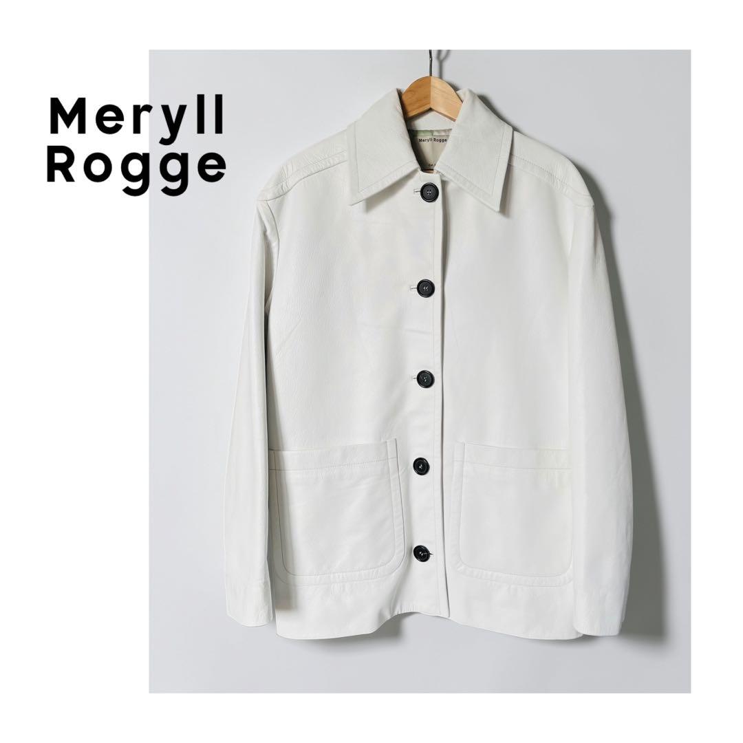 MERYLL ROGGE レザー ジャケット 白 36 メリルロッゲ