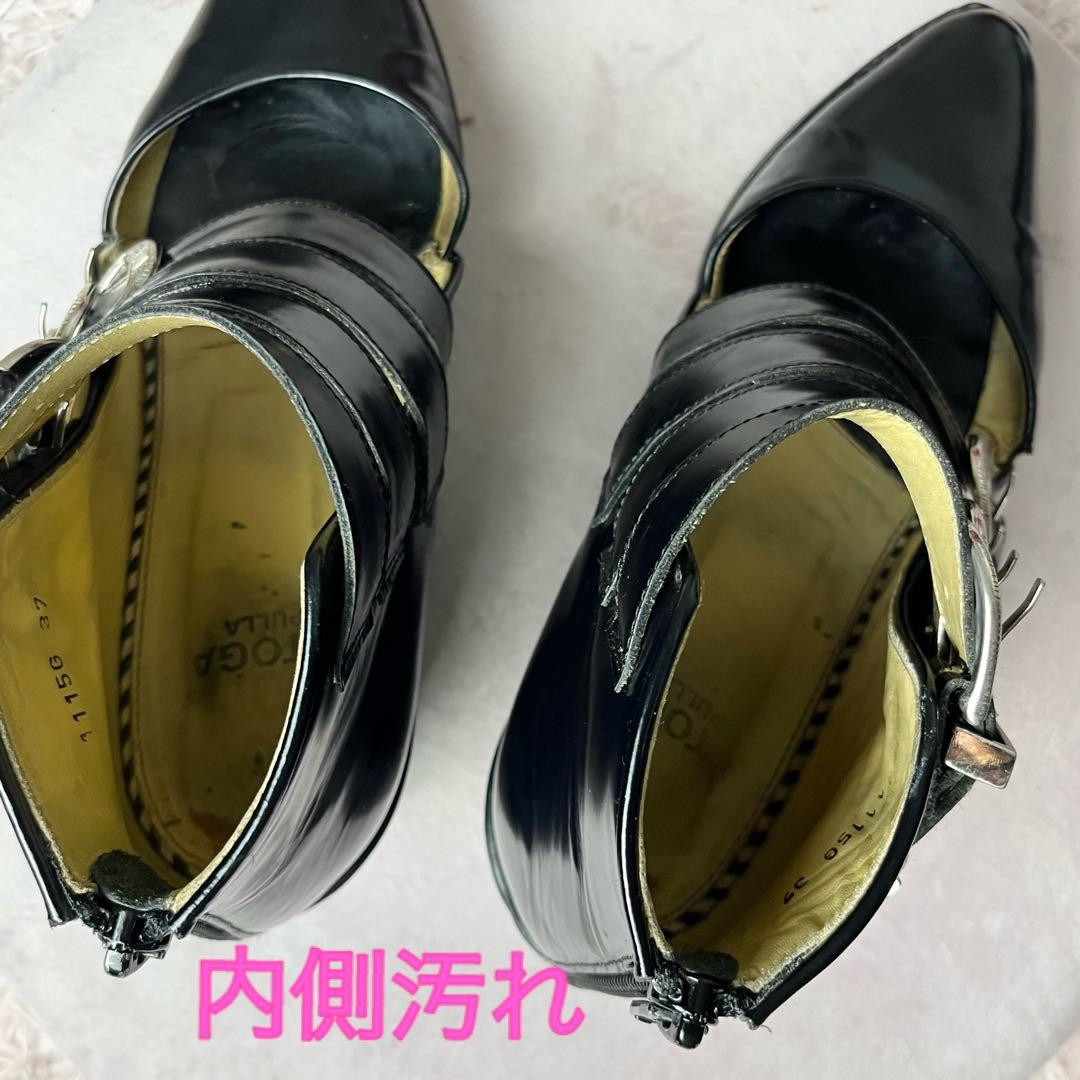 ✖︎ トーガプルラ バックル ベルト ショートブーツ レザー ブラック 黒 37