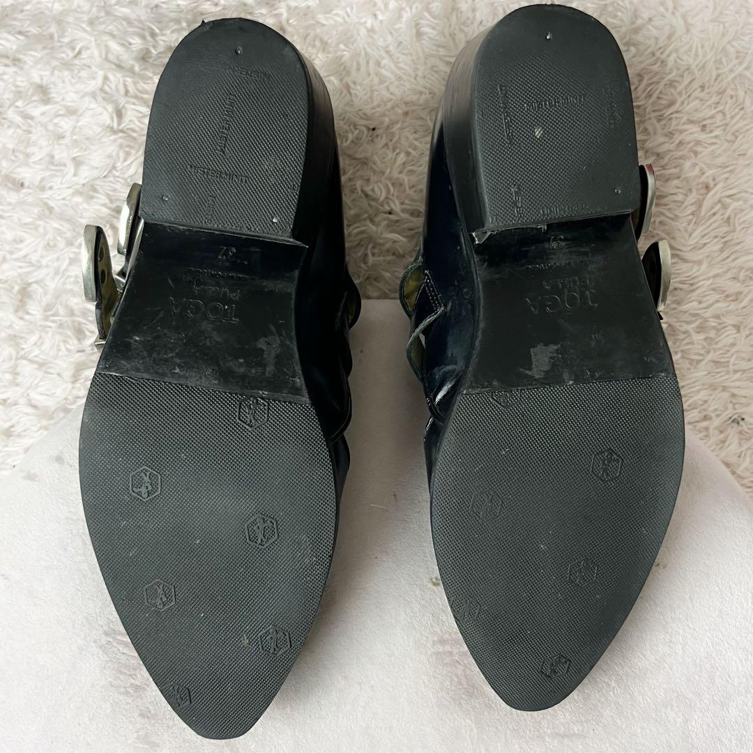 ✖︎ トーガプルラ バックル ベルト ショートブーツ レザー ブラック 黒 37