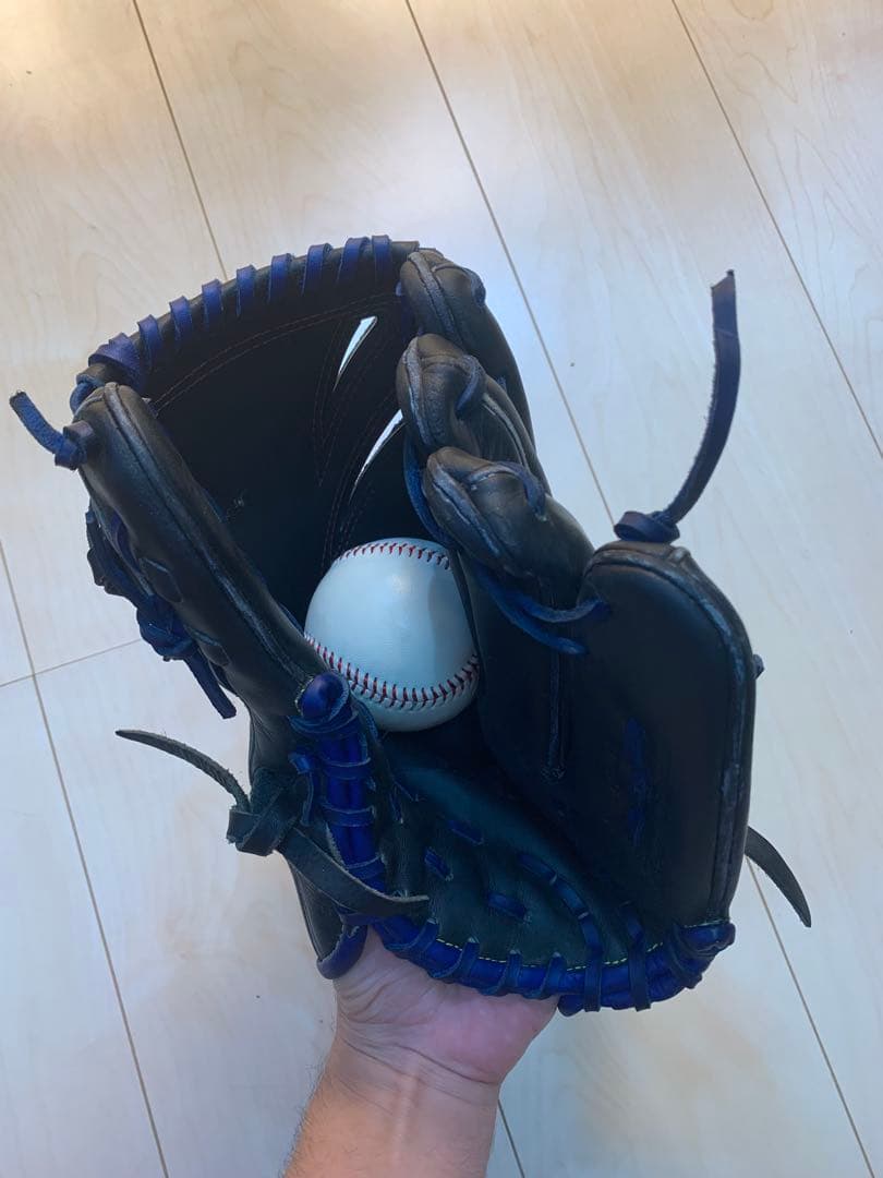 ミズノプロ　軟式投手用グラブ　全紐交換・ヘリ革済み