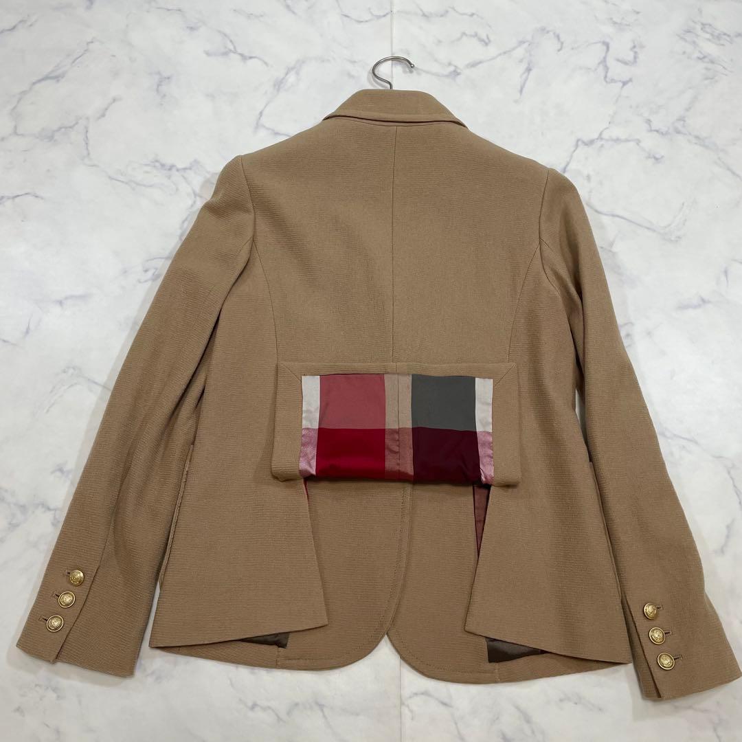 ブルーレーベル クレストブリッジチェックウールジャケット 金ボタン 三陽商会