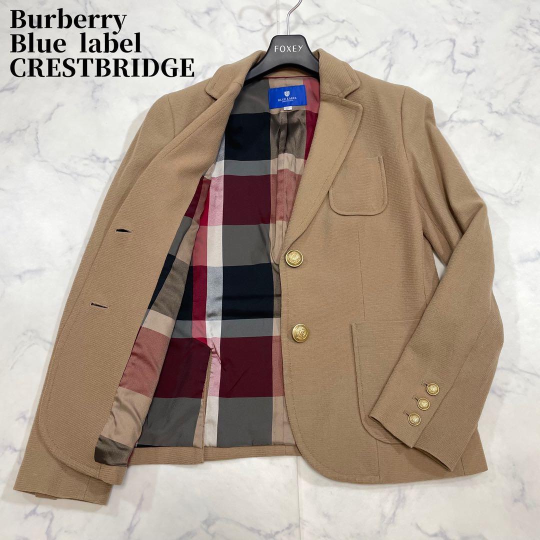 ブルーレーベル クレストブリッジチェックウールジャケット 金ボタン 三陽商会