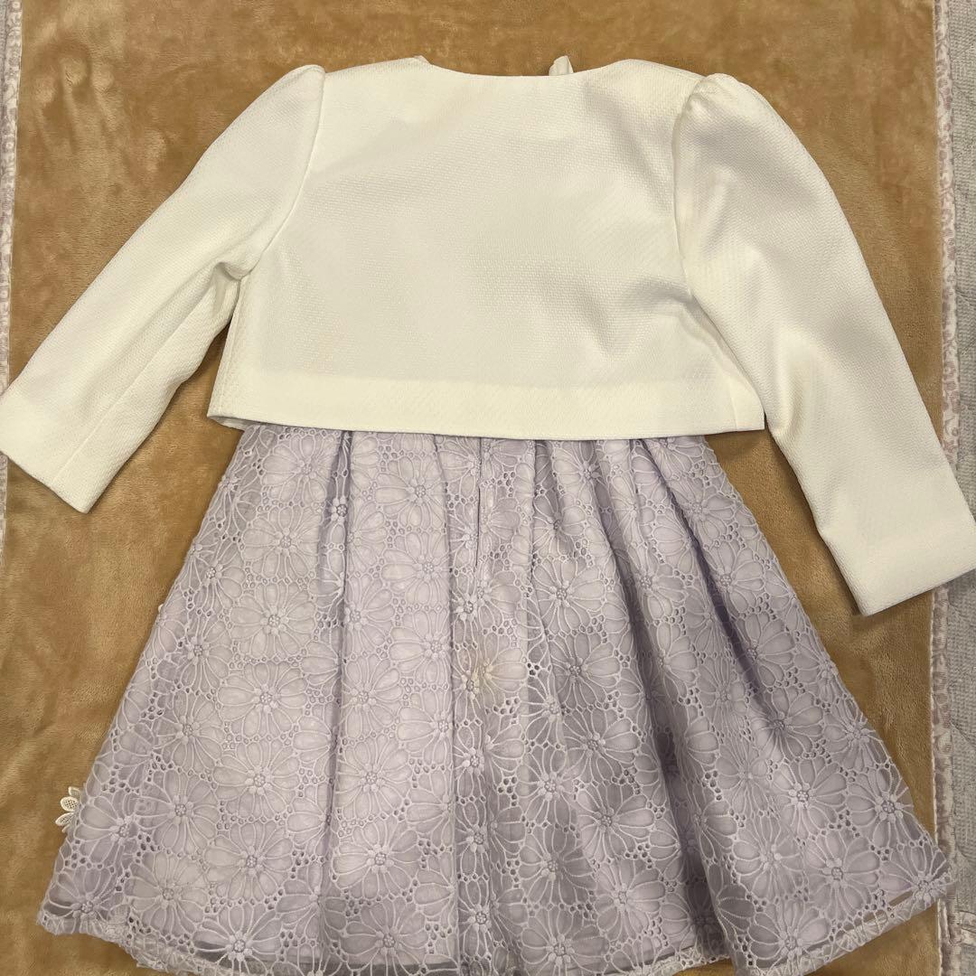 薄紫色 花柄刺繍 ドレスとジャケットセット