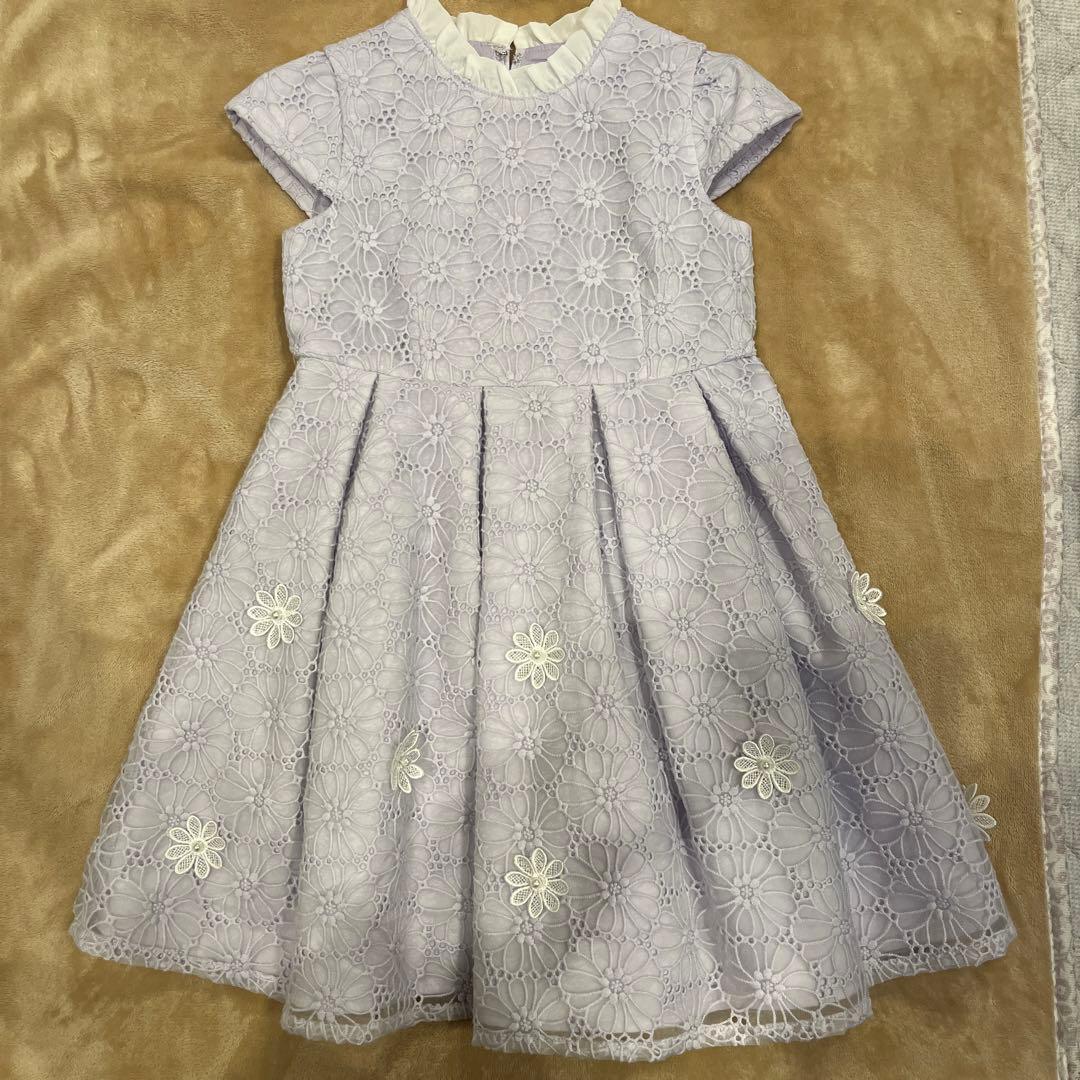 薄紫色 花柄刺繍 ドレスとジャケットセット