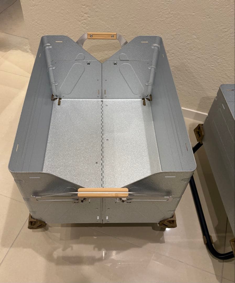 スノーピーク シェルフコンテナ・シェルコンレッグカスタム済　縞板天板オプション