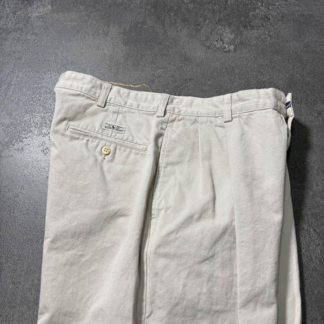 古着PolobyRalphLaurenポロチノパンツホワイトW32L32アメカジ