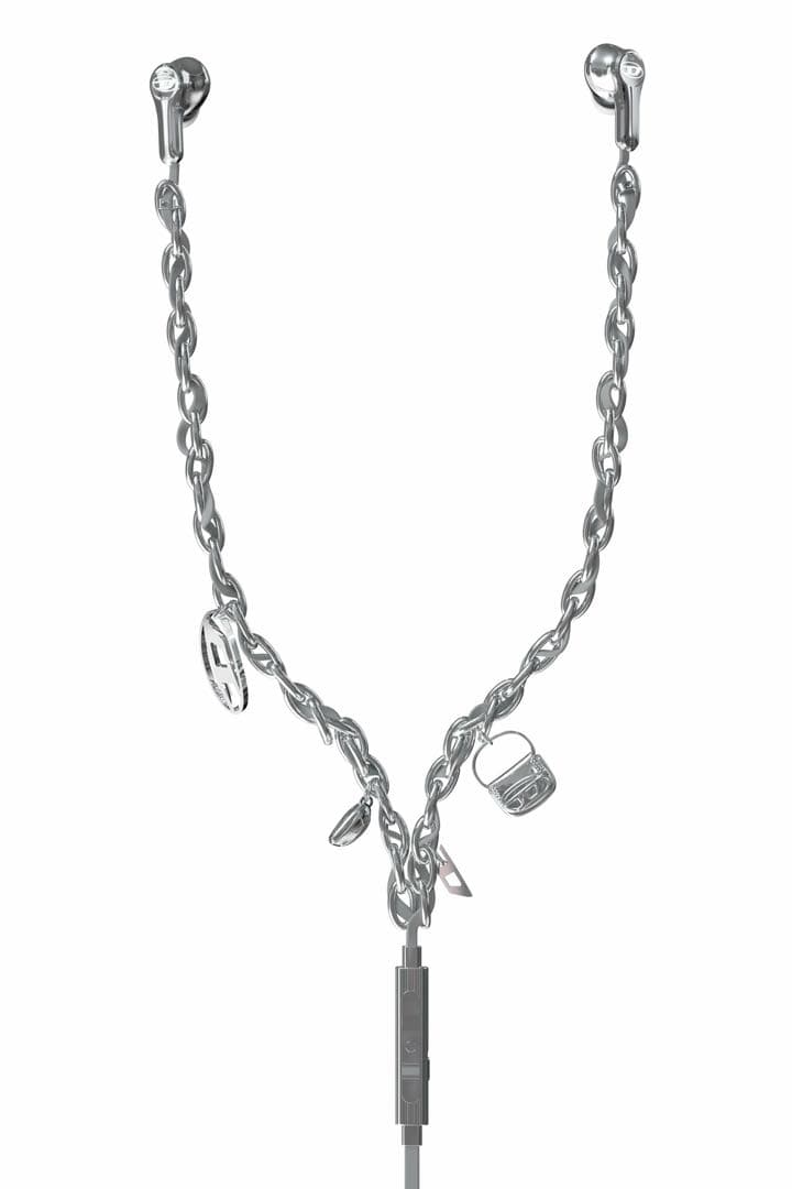 新品未開封 DIESEL シルバー有線イヤホン