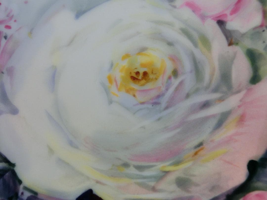 【マイセン】陶板画・白い薔薇