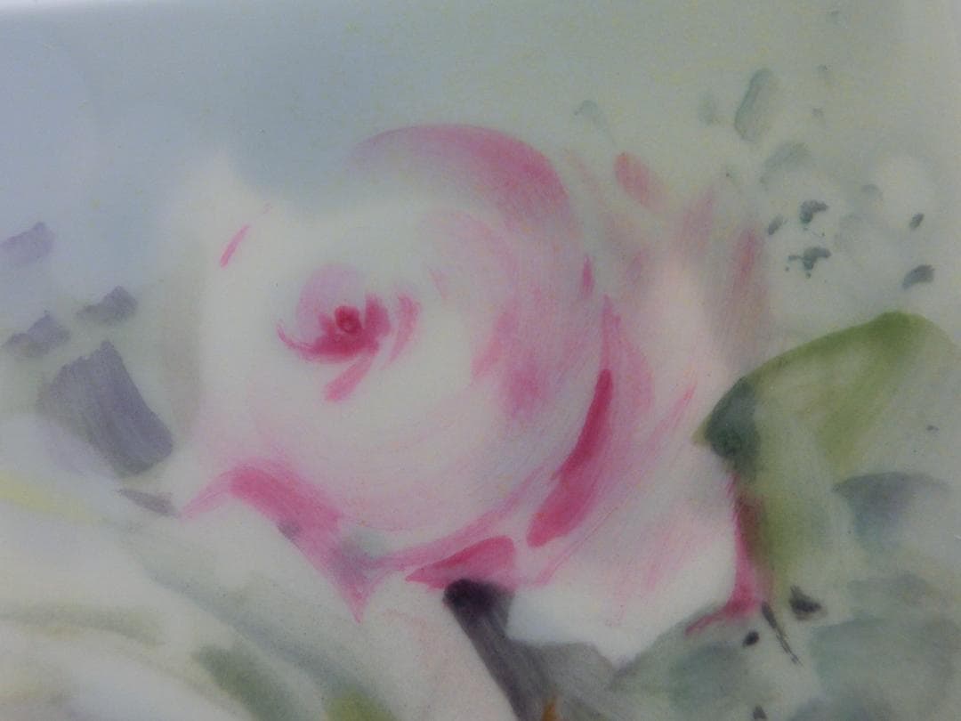 【マイセン】陶板画・白い薔薇