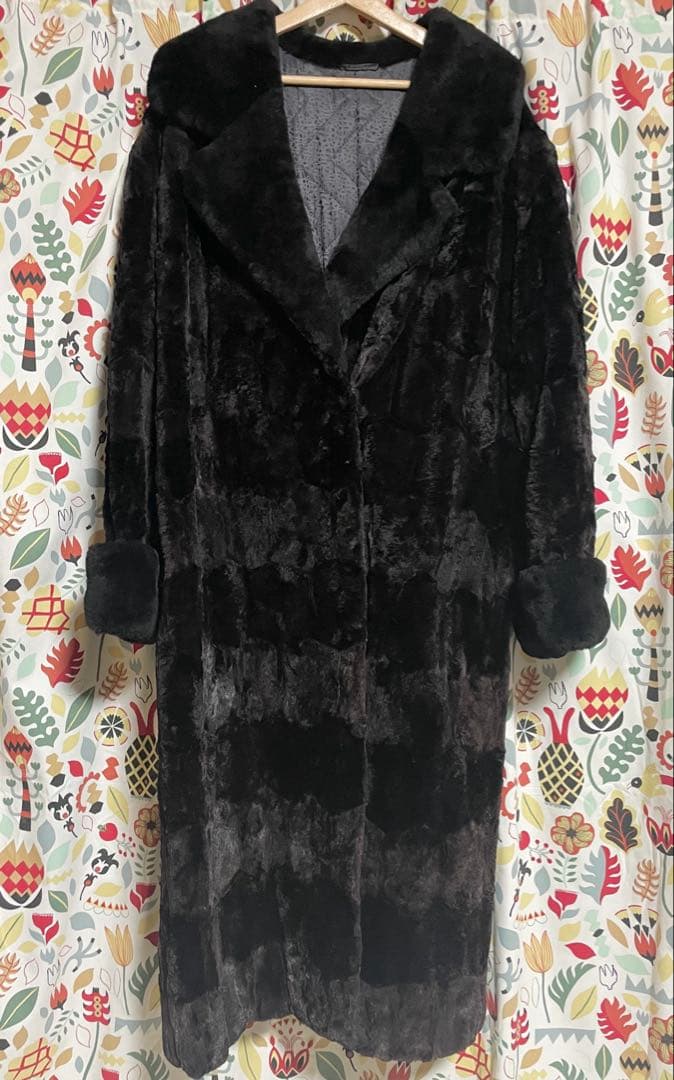 杉*家様 ロシア製 benka ボーダー メンズファーコート ムートン 本革 刺