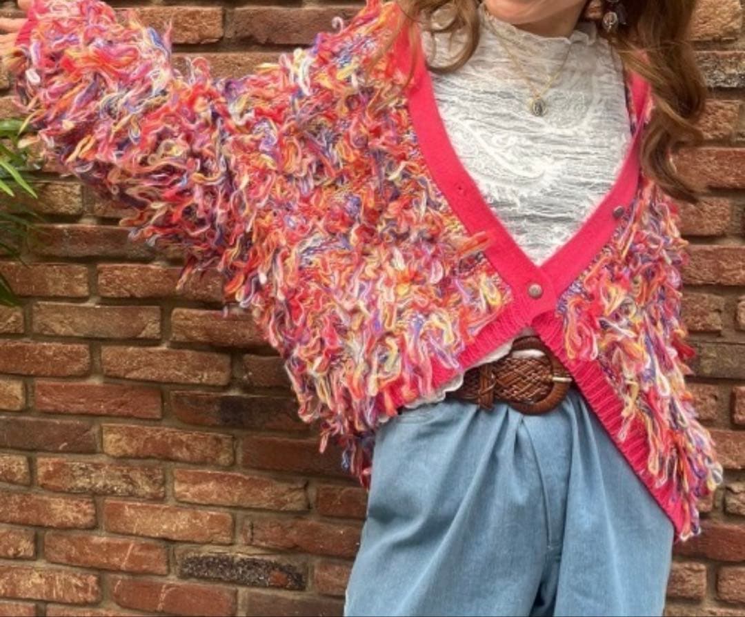 チャイハネ　カラフルループニットカーディガン