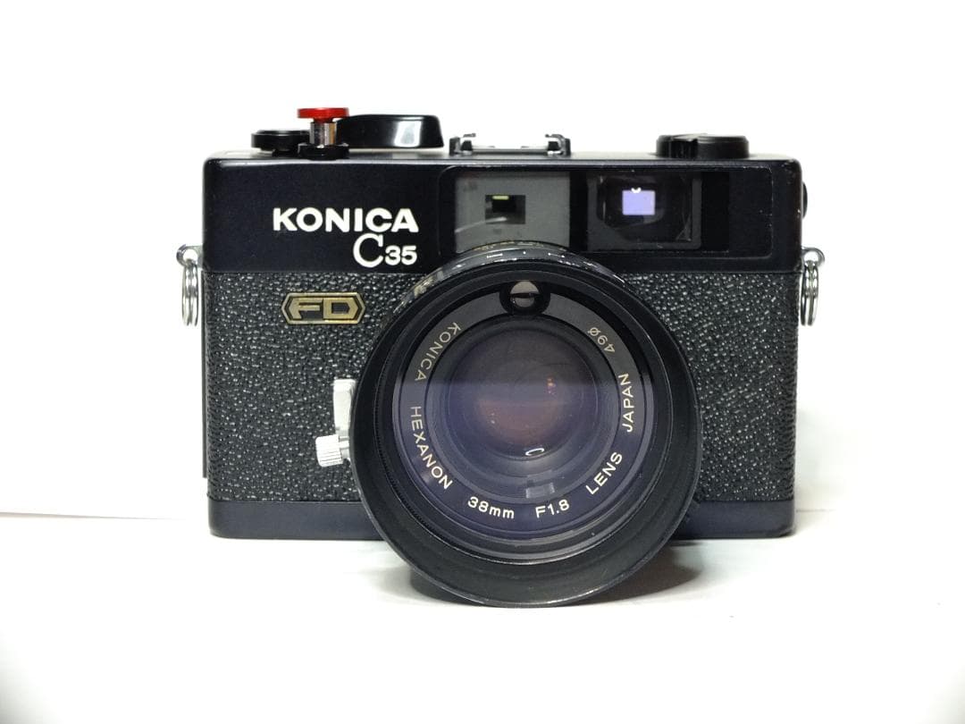 【実写確認整備品】コニカC35FDB.K／ヘキサノン38mmf1.8コニフード付