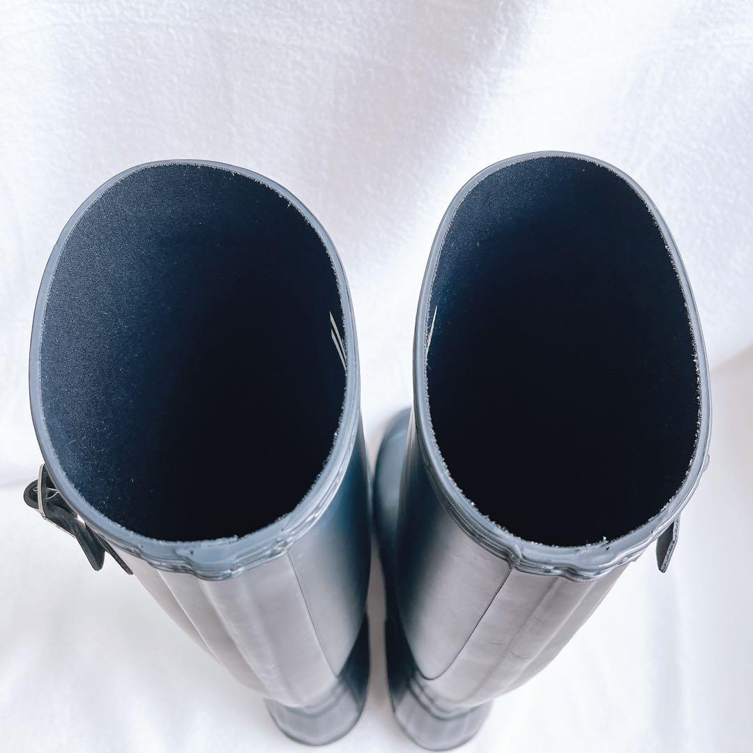 美品 ハンター レインブーツ ロング 黒 大きいサイズ レディース