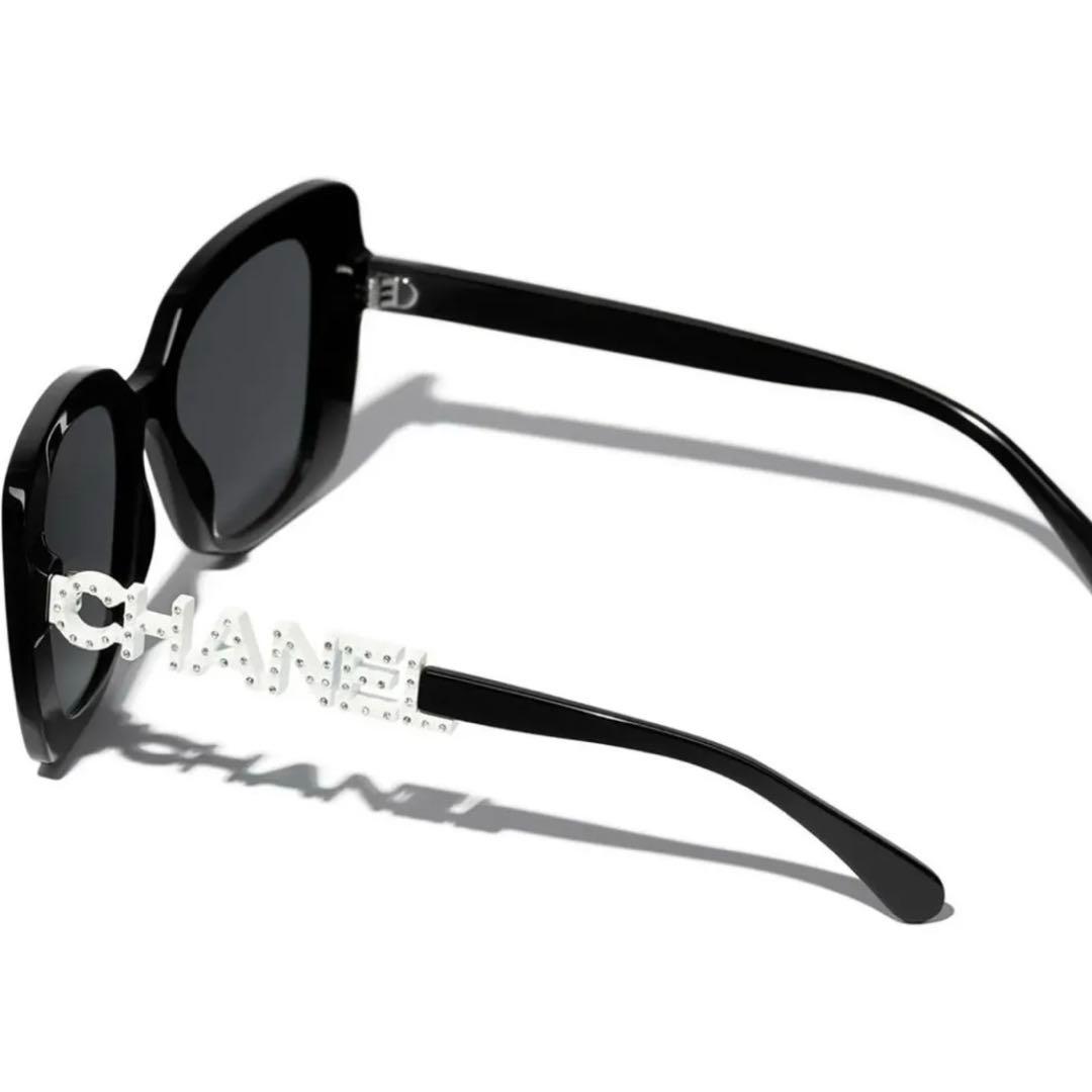 CHANEL CCマーク ホワイトロゴ サングラス ブラック　5422-B-A