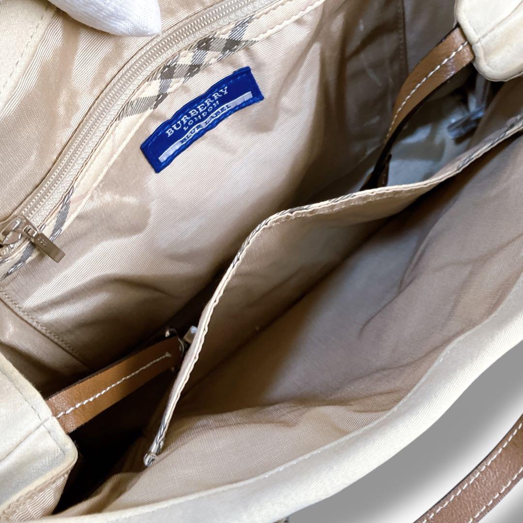バーバリーブルーレーベル ホースロゴ 希少 トートバッグ クリームベージュ