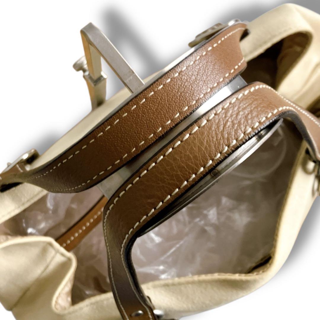 バーバリーブルーレーベル ホースロゴ 希少 トートバッグ クリームベージュ