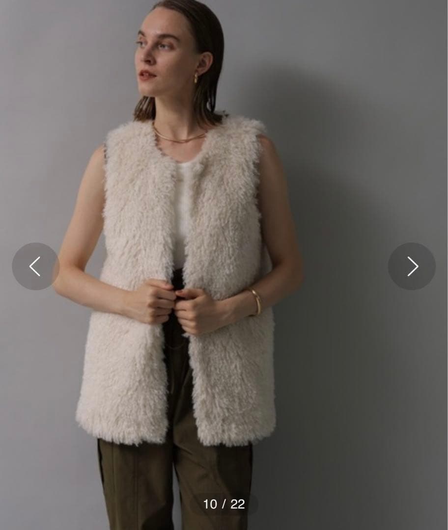 CADUNE カデュネ　ボアジレ　エコファーベスト　アイボリー ボリューム　36