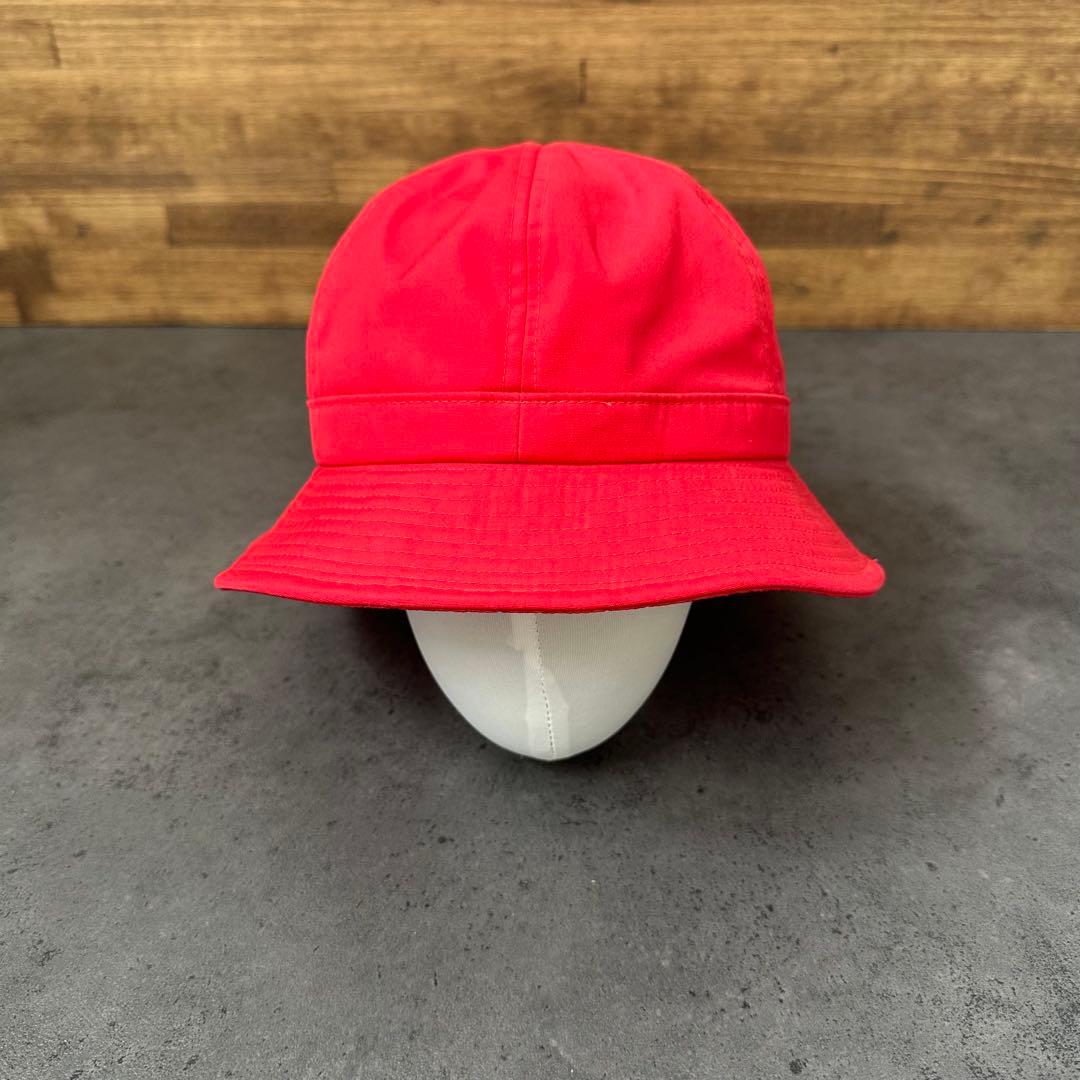 希少✨BALENCIAGA 刺繍ロゴ　バケットハット　赤　レッド　綿ポリ