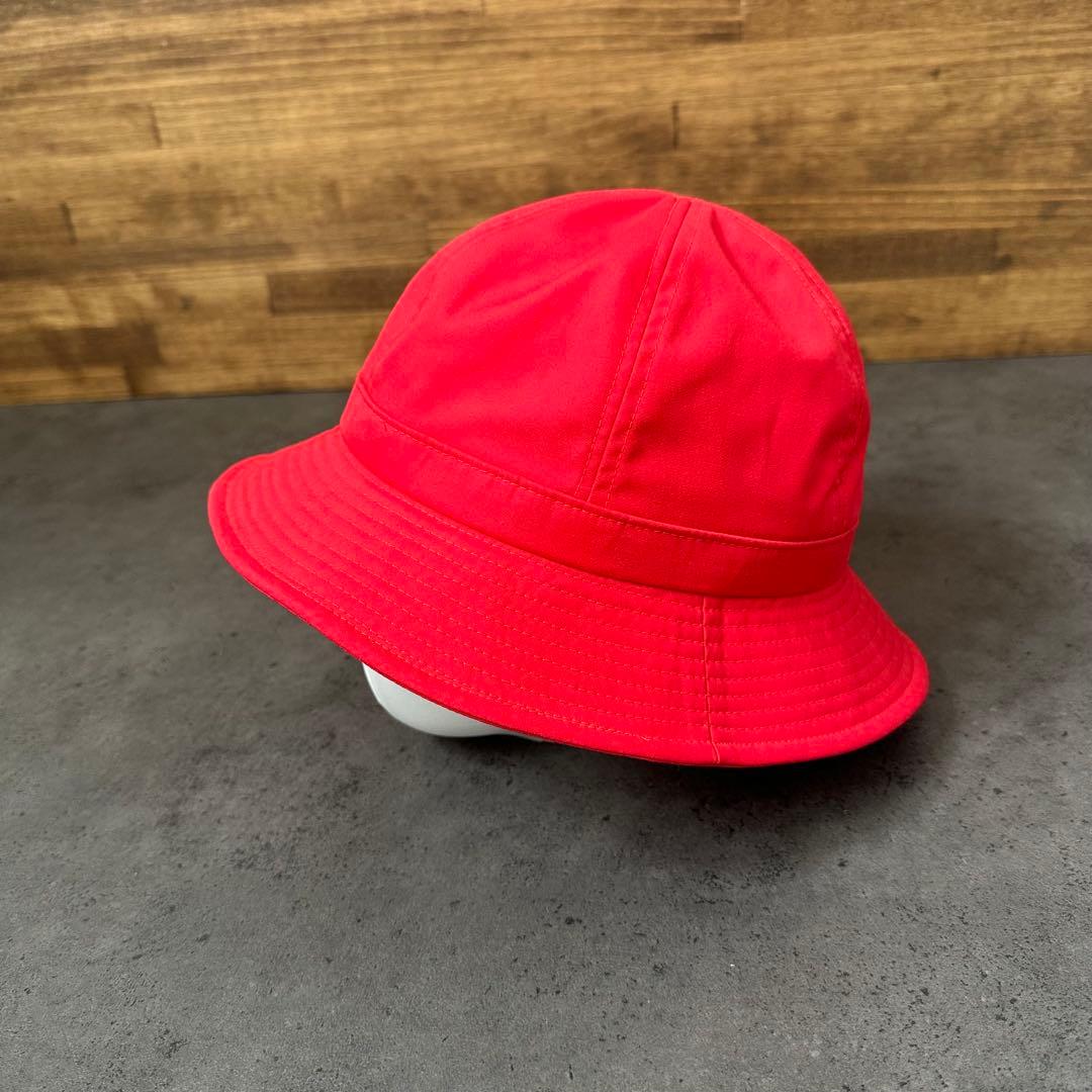 希少✨BALENCIAGA 刺繍ロゴ　バケットハット　赤　レッド　綿ポリ