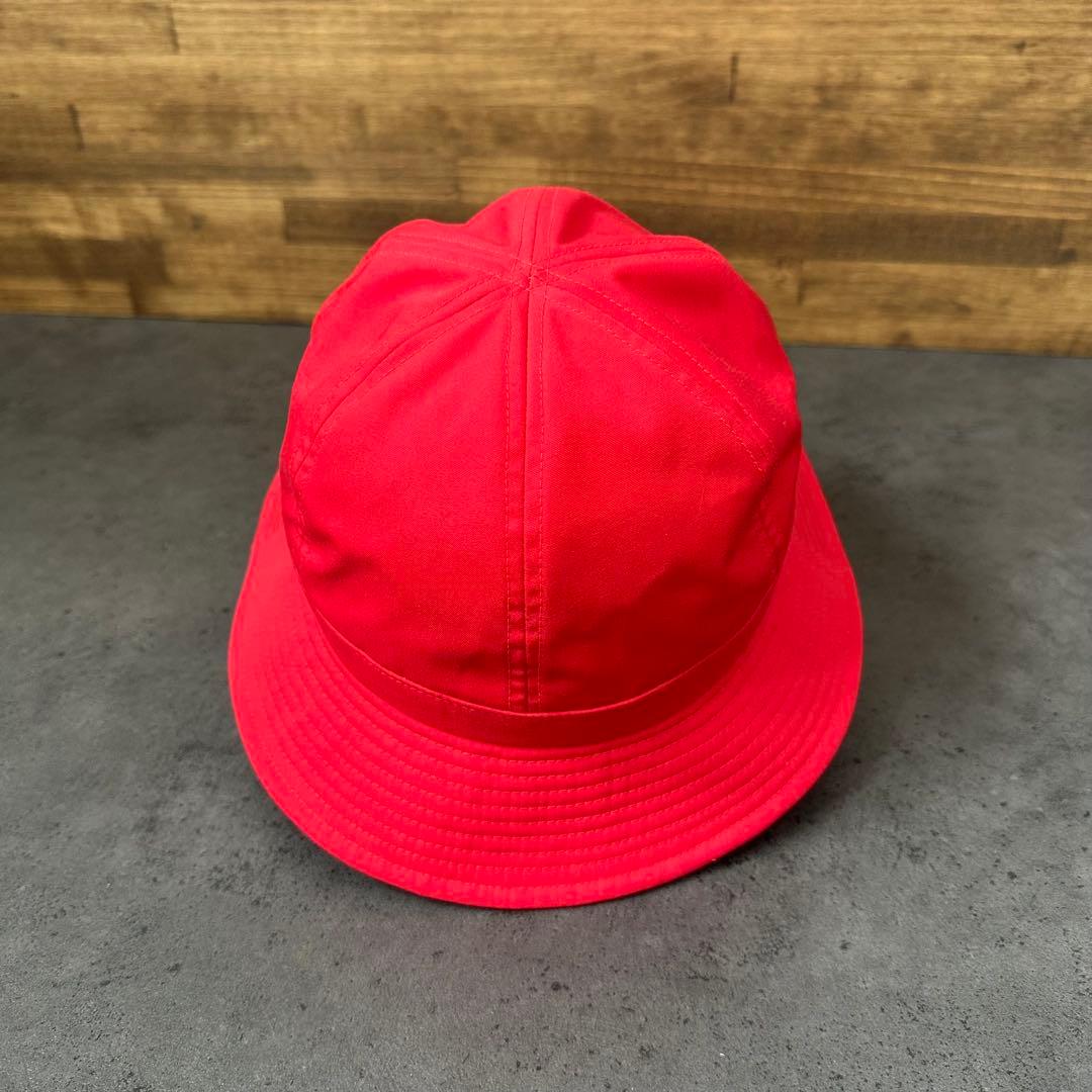 希少✨BALENCIAGA 刺繍ロゴ　バケットハット　赤　レッド　綿ポリ