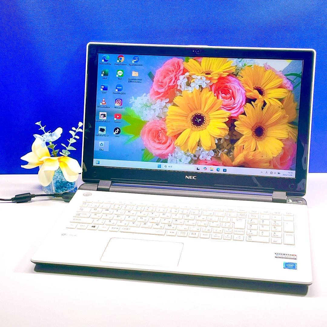 即利用OK✨Windows11✨快速SSD✨NEC白カメラ付ノートパソコン薄型