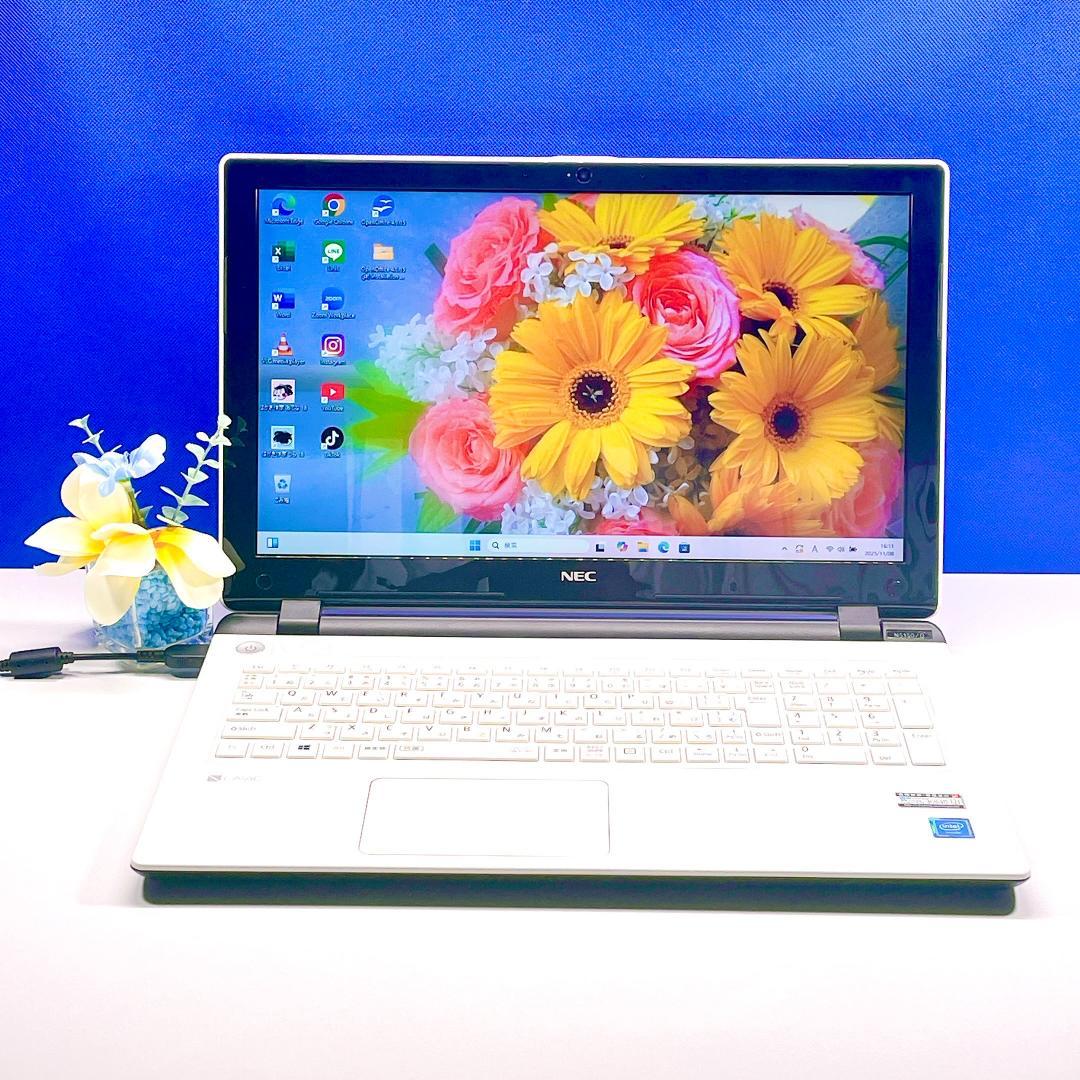 即利用OK✨Windows11✨快速SSD✨NEC白カメラ付ノートパソコン薄型