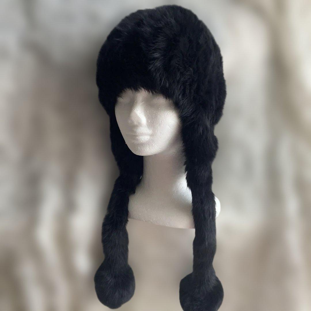 CA4LA ラビットファー ニット帽 ブラック➕ネコリパ