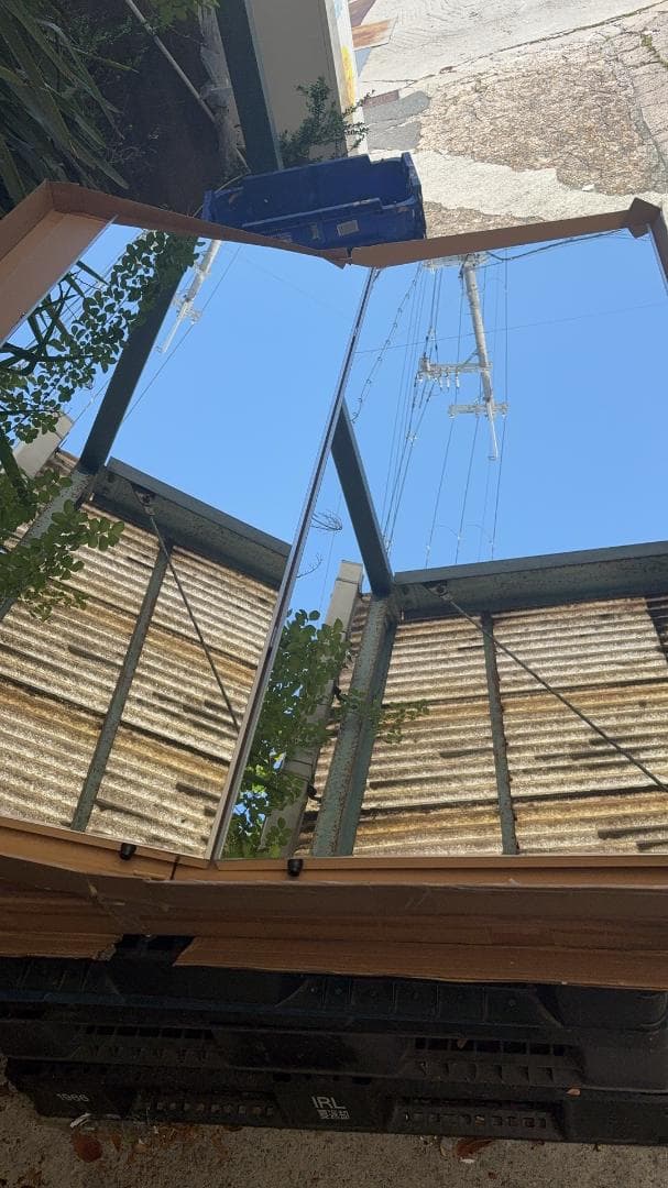 【美品】折り畳み 割れない鏡 ダンスミラー 60cmx2枚 銀 １番