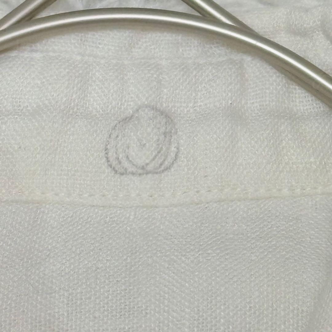 美品★ヤンマ産業　YAMMA リネン　丸襟長袖シャツ　オフホワイト