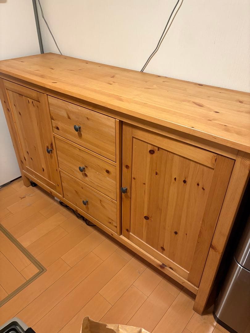 あちこです。ナチュラルウッド 食器棚 引き出し付き