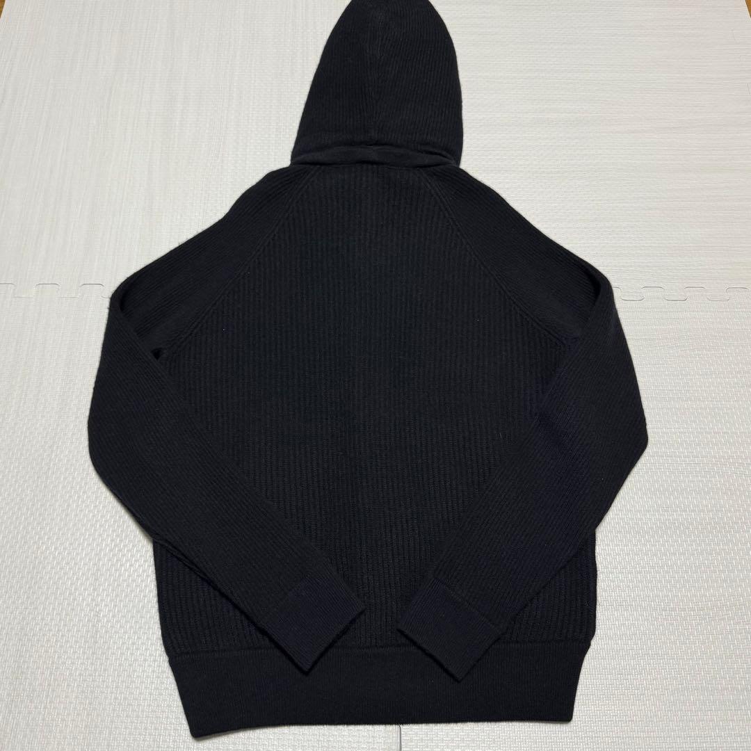 高島屋　フード付ニットブルゾン　カシミア　黒　Lサイズ