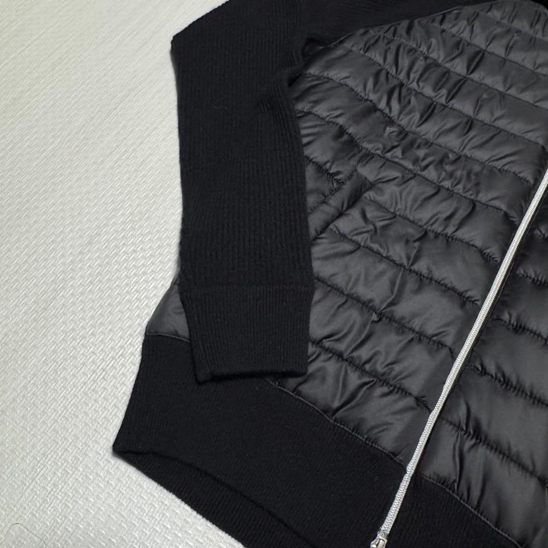 高島屋　フード付ニットブルゾン　カシミア　黒　Lサイズ